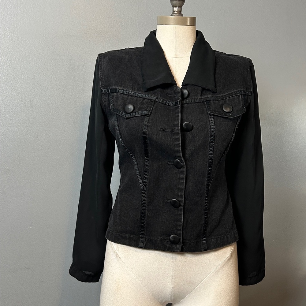 Vintage Cignal Women's Black Denim Jacket size small - Picture 9 of 14